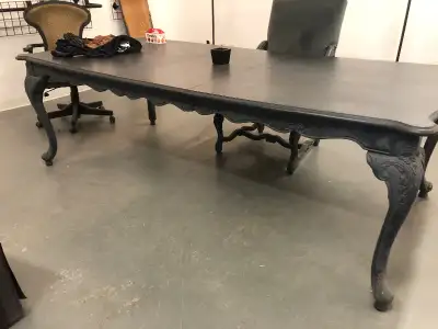 Large solid wood dining or conference table with 2 leafs, View more