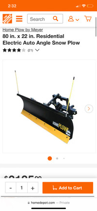 Residential Electric Auto Angle Snow Plow 80”X22”