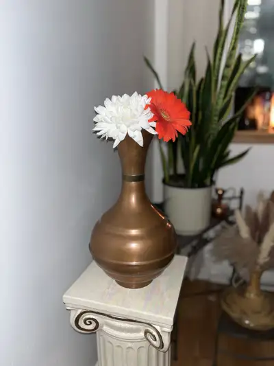 Retro copper vase XL vintage antique boho home decor accents tiny scratches /dents not visible