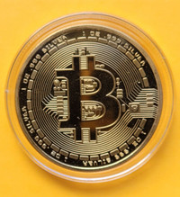 Bitcoin BTC 1 oz silver/argent (.999) 24k gold plated