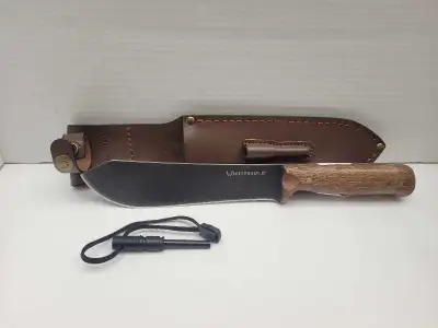 Huntshield Mini Survival Machette w/sheath & strike stick Blade approx 7" Good clean condition Sheat...