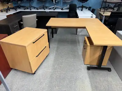 Desks / L-Shape Global 60x66" stations sets $599.99 excel condit, View more