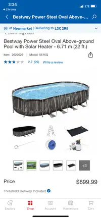 Bestway Above Ground Pool 22 ft with Solar Heater