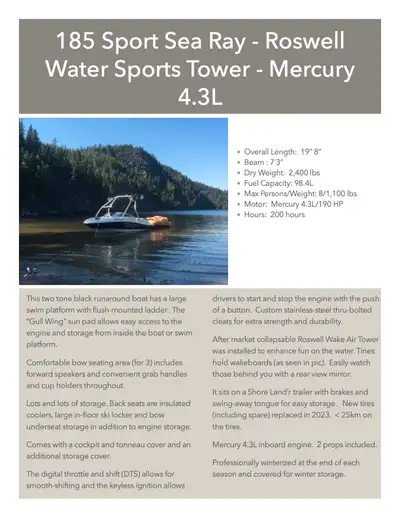 **Runaround Boat with Wake Tower – Loaded & Lake-Ready!** Well-maintained two-tone black boat with M...