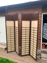 Two sets of 8’ feet tall folding wood screen $25 each
