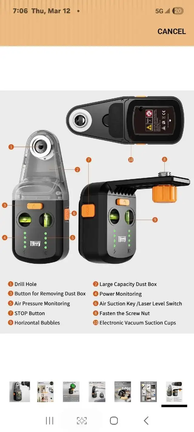 4-in-1 Laser Level Tool with Line Laser, Drill Dust Collector, W in Hand Tools in Markham / York Region - Image 8