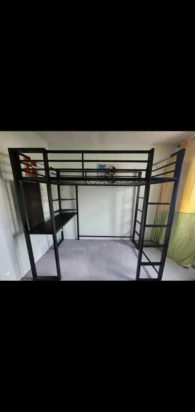80-in x 42.5-in x 72-in Black Steel Twin Study Loft Bed, View more