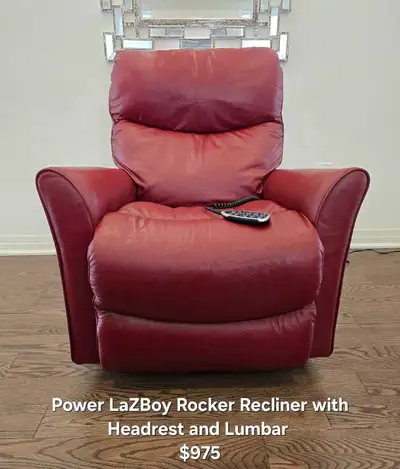 Power LaZBoy Rocker Recliner with Headrest/Lumbar Support , View more
