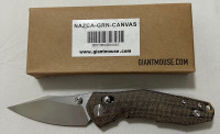 GiantMouse ACE Nazca Folding Knife, M390 Satin, Micarta Green, 