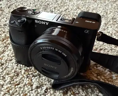 Sony Alpha A6000 with Leather Camera Case, View more