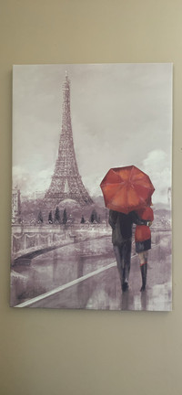 Paris Canvas Wall Art 35” x 23”. Grey tones