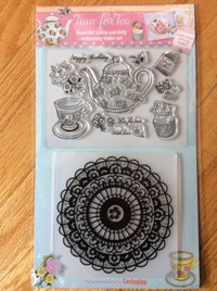 Time for Tea rubber stamp and embossing folder set