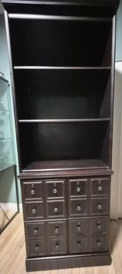 BOMBAY CO. STANTON APOTHECARY BOOKCASE CABINET – MAHOGANY FINISH – $200 Elegant Bombay Company "Stan...