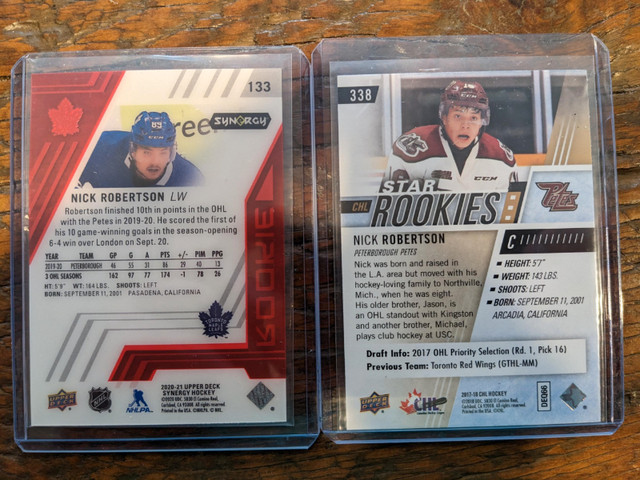 Leafs Nick Robertson Upper Deck Rookie Card RC lot (2-cards) in Arts & Collectibles in St. Catharines - Image 2