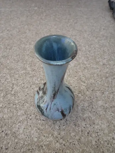 Mid Centure Blue Mountain BMP Teal Drip Bud Vase 8 1/2 Tall, View more