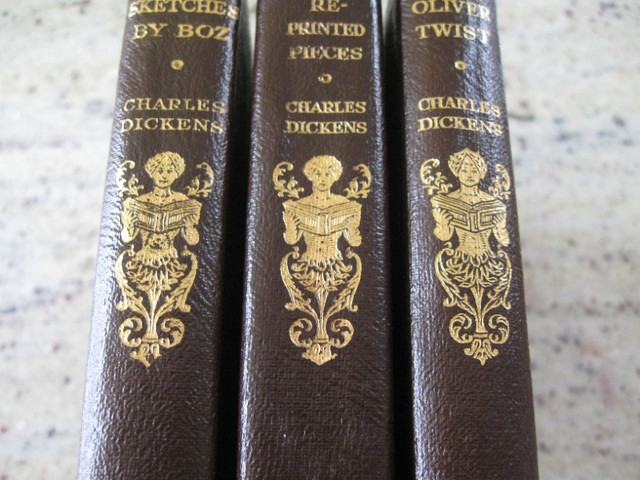 Three Leatherbound Charles Dickens Books in Fiction in Kelowna
