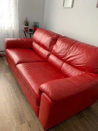 Beautiful red leather couch and love seat 