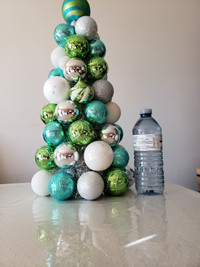Table top Christmas tree with ornaments 
