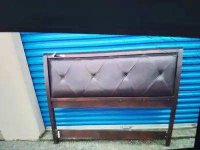 PADDED LEATHER INSET HEADBOARD AND BED RAILS, View more