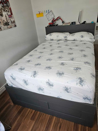 Double /full bedframe . Ikea brimnes bed with storage, headboard