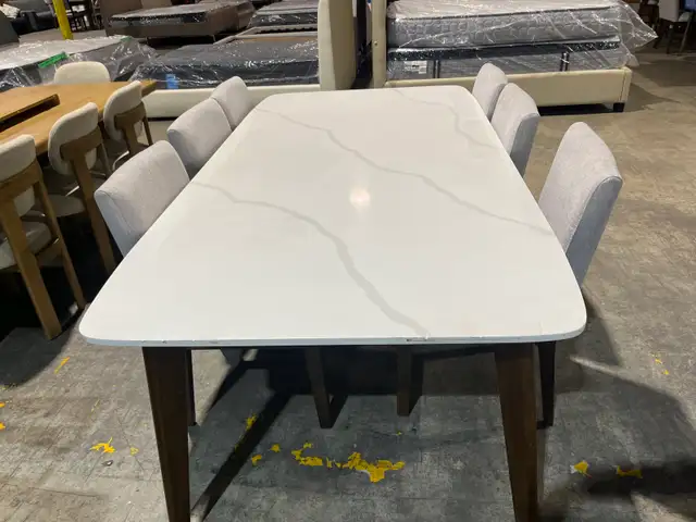 7-piece Marble Dining  Set - NEW