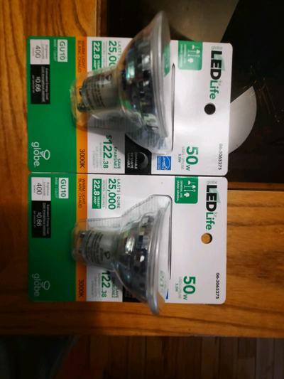 2 x LED  50w equivalent  GU10 bulbs, View more