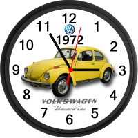 1972 Volkswagen Beetle (Canary Yellow) Custom Wall Clock - New