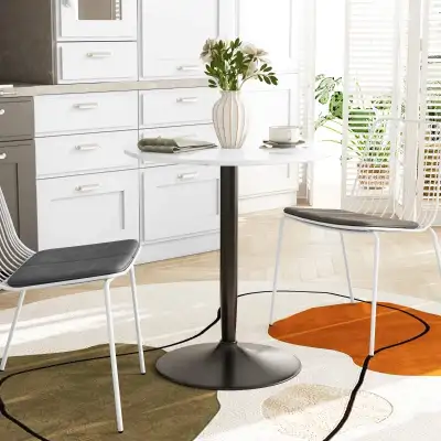 Modern Kitchen Table for 2 People, Round Dining Table with Steel, View more