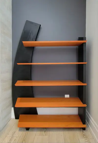 Wood & Black Bookshelf, View more