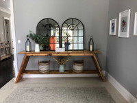 Console table reclaimed solid Hardwood 