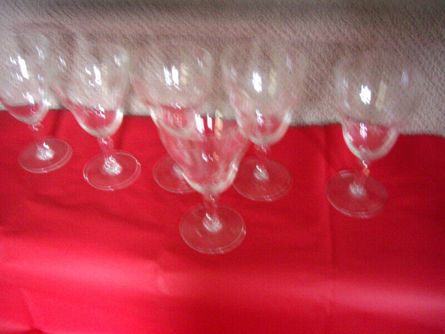 WINE GLASSES ETCHED VINTAGE 6 in Kitchen & Dining Wares in Burnaby/New Westminster