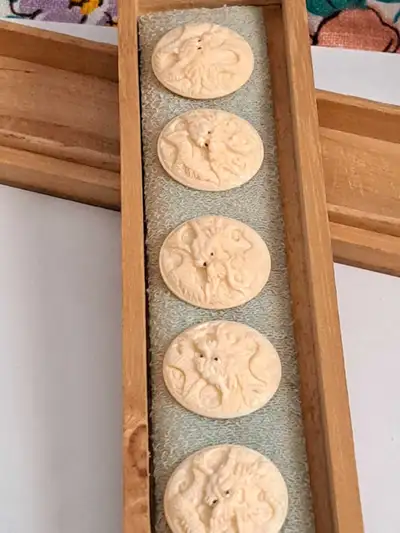 Antique Chinese Art Ivory Dragon buttons original, View more