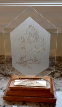 Collectable Leaping Whitetail Deer Glass Etching