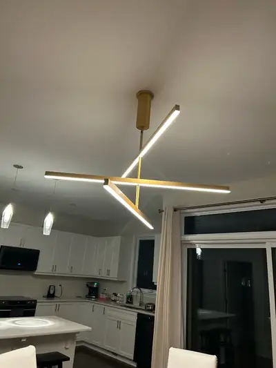 Modern Gold LED Chandelier – Excellent Condition, View more
