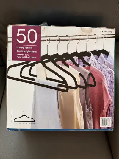 New 50-Pack Non-Slip Hangers - Black, View more