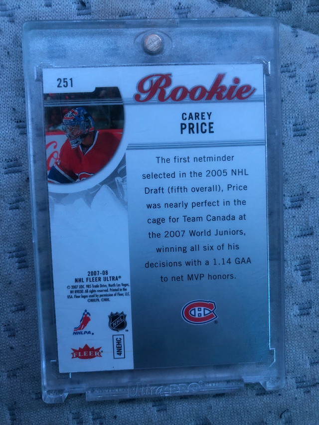 Carey Price Mint Condition Rookie Card in Hockey in City of Halifax - Image 2