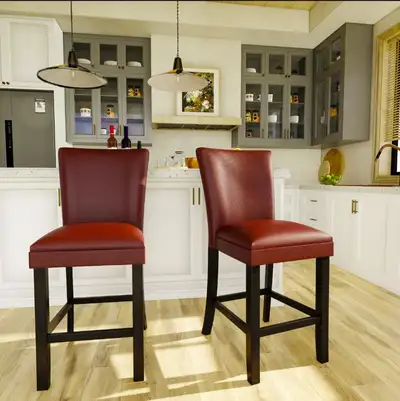 Jone Upholstered counter height stools, new set of two, View more