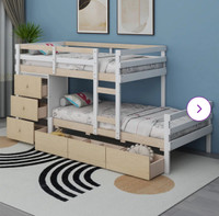 Wooden bunk bed + dresser + drawers