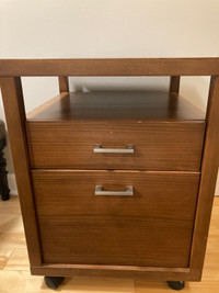 Wood Cabinet with 2drawers on wheels