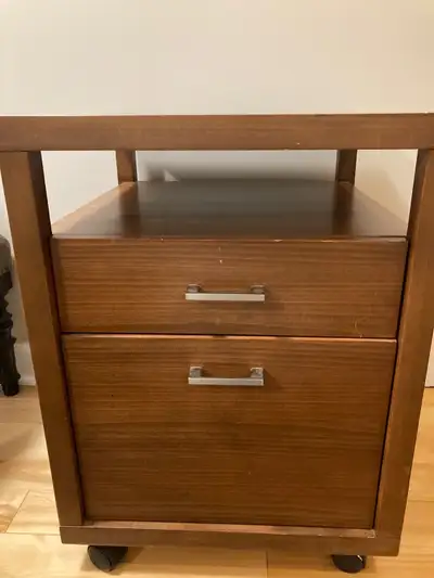 Wood Cabinet with 2drawers on wheels, View more