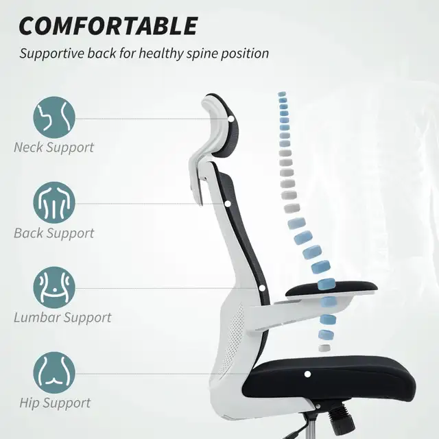 Ergonomic Office Chair, Swivel Desk Chair with Adjustable Lumbar in Chairs & Recliners in Markham / York Region - Image 5