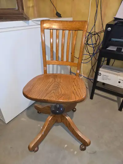 Antique oak desk chair, View more