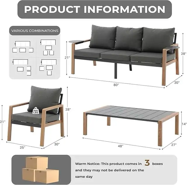 Extra $100 off 4pc Outdoor Patio Furniture Set - 80" 3-Seat Sofa in Patio & Garden Furniture in Markham / York Region - Image 5