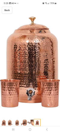 Copper Water Dispenser with cups