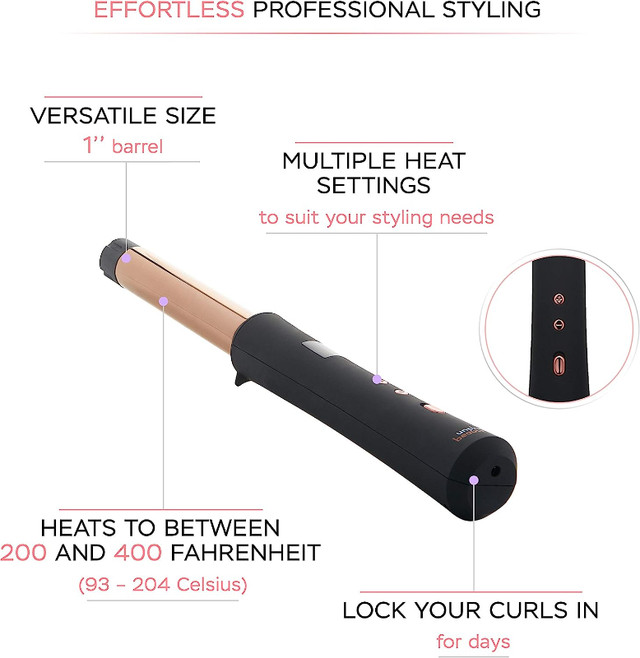 Unplugged Beauty 1-in Titanium Cordless Curling - NEW IN BOX in Health & Special Needs in Abbotsford - Image 2