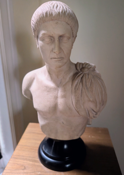 Greek or Roman Bust on Wood Plinth, View more