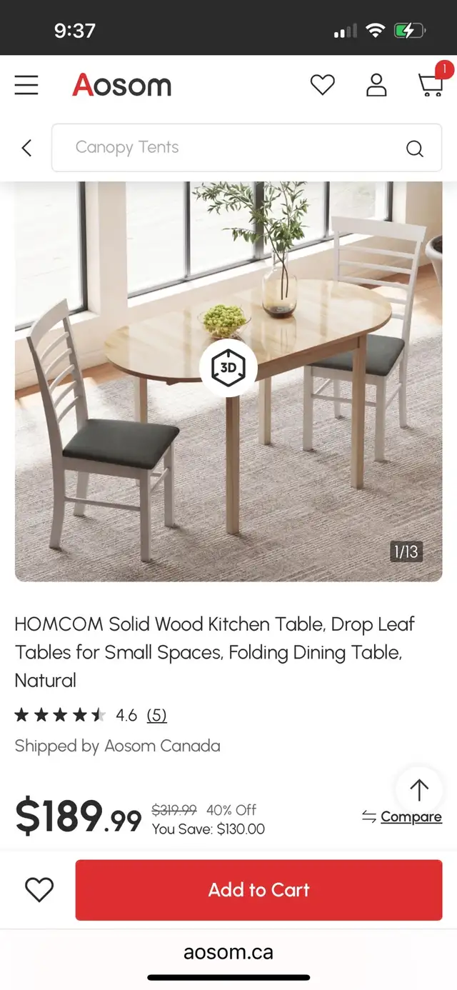 Natural drop leaf solid Wood Kitchen Table, Drop Leaf Tables in Dining Tables & Sets in Markham / York Region - Image 2