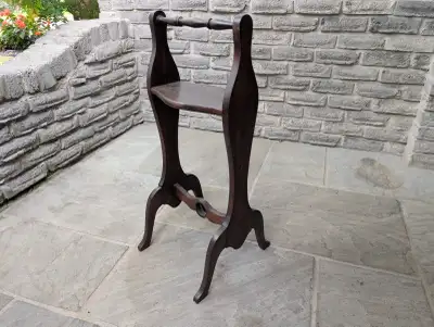 Vintage solid wood side table / plant stand. Displays well. 1 available only. Pick up only in the Gu...