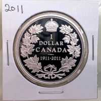 2011 Canada 100th Anniv. of the Silver Dollar Silver Proof $1