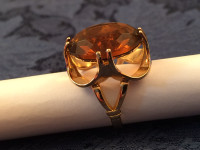 Yellow gold plated ring [ marked 18K H.G.E ] Size 6. .